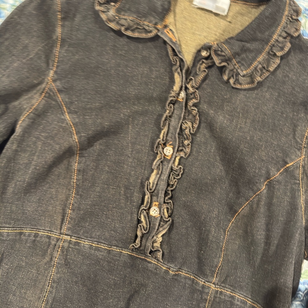 Mimi Maternity Long Sleeve Jean Dress‎ - Picture 2 of 6